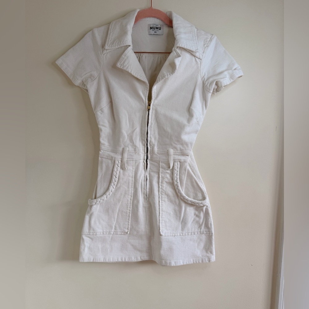 Show Me Your MuMu Cream Mini Dress with Zipper